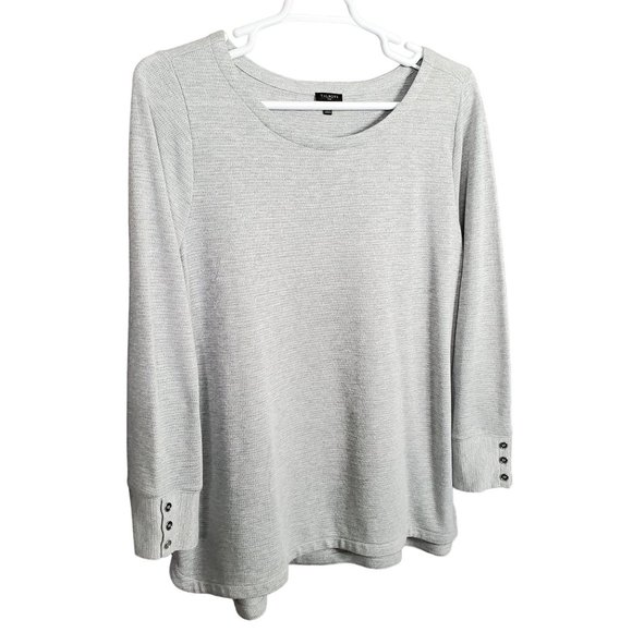 Talbots Tops - Talbots Size 2X Shirt Button Cuff Sparkle Knit Tunic Silver Gray Shimmer